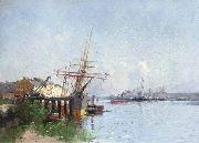 Eugene Galien-Laloue Harbour scene oil on canvas
